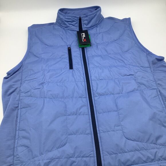 RLX Ralph Lauren Mens Puffer Wool Blend Full Zip Golf Vest Fall Blue Size XL NWT - Picture 1 of 14